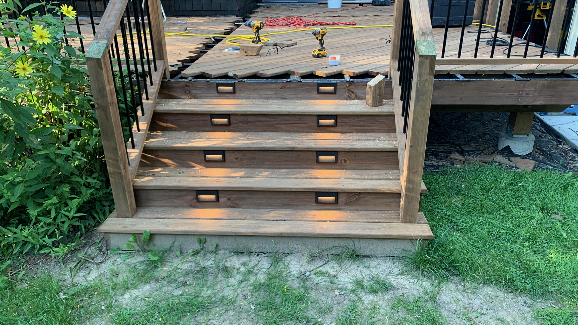 Then the wiring for the lights, starting with the stairs.